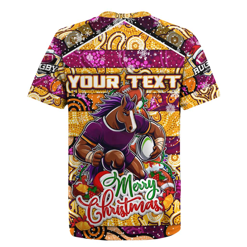 Custom Broncos Rugby Merry Christmas Rugby Jersey Indigenous Australian Art