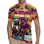 Custom Broncos Rugby Merry Christmas Rugby Jersey Indigenous Australian Art