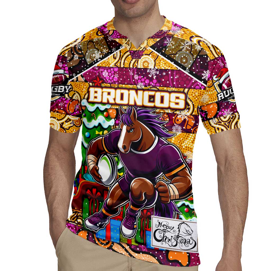 Custom Broncos Rugby Merry Christmas Rugby Jersey Indigenous Australian Art