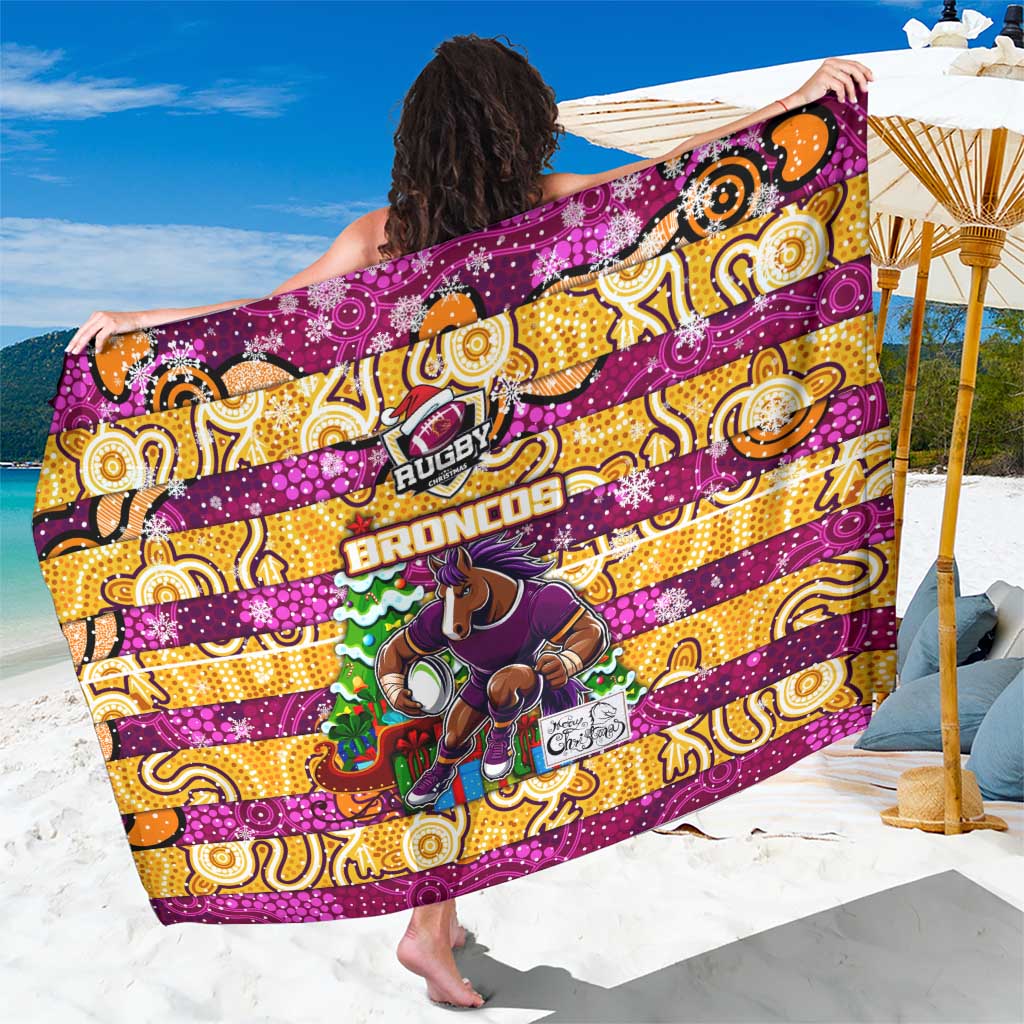 Broncos Rugby Merry Christmas Sarong Indigenous Australian Art