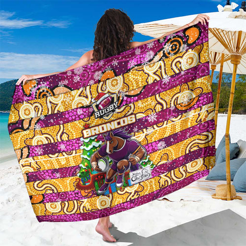 Broncos Rugby Merry Christmas Sarong Indigenous Australian Art