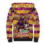 Custom Broncos Rugby Merry Christmas Sherpa Hoodie Indigenous Australian Art