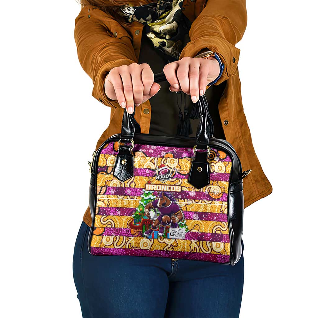 Broncos Rugby Merry Christmas Shoulder Handbag Indigenous Australian Art