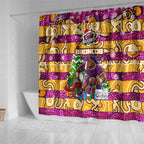 Broncos Rugby Merry Christmas Shower Curtain Indigenous Australian Art