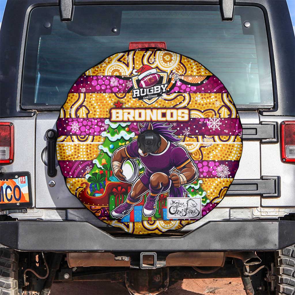 Broncos Rugby Merry Christmas Spare Tire Cover Indigenous Australian Art