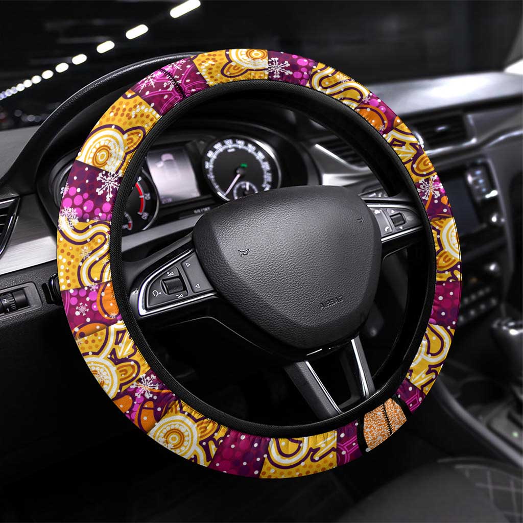 Broncos Rugby Merry Christmas Steering Wheel Cover Indigenous Australian Art