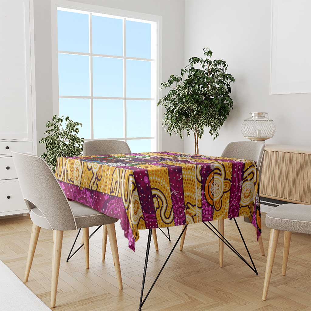 Broncos Rugby Merry Christmas Tablecloth Indigenous Australian Art
