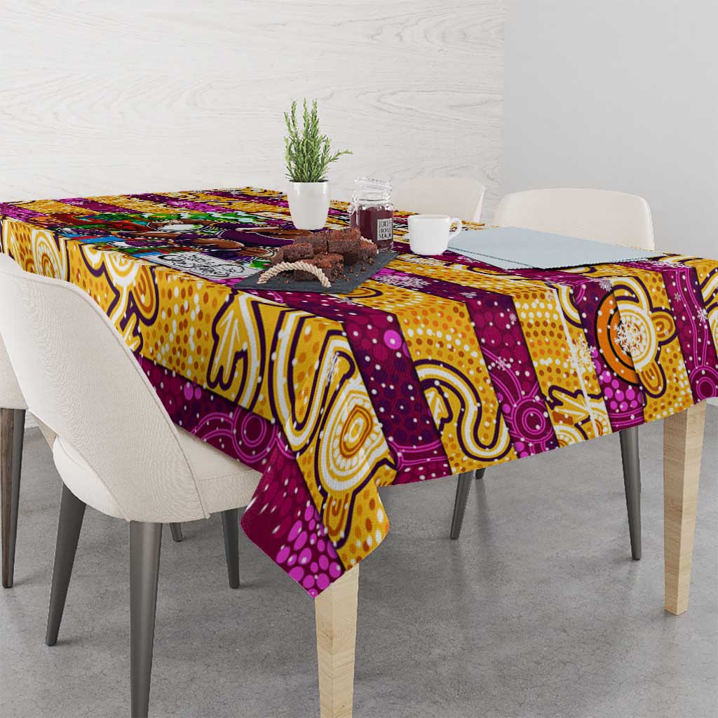 Broncos Rugby Merry Christmas Tablecloth Indigenous Australian Art