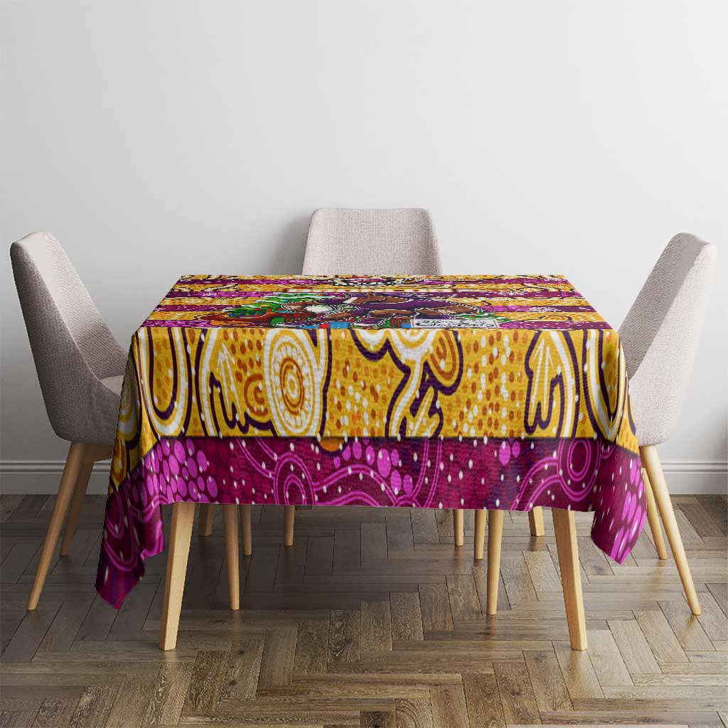 Broncos Rugby Merry Christmas Tablecloth Indigenous Australian Art