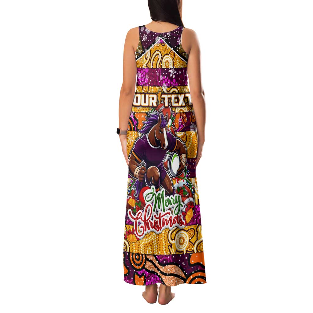 Custom Broncos Rugby Merry Christmas Tank Maxi Dress Indigenous Australian Art