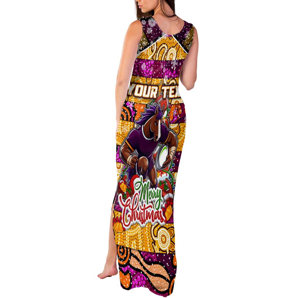 Custom Broncos Rugby Merry Christmas Tank Maxi Dress Indigenous Australian Art