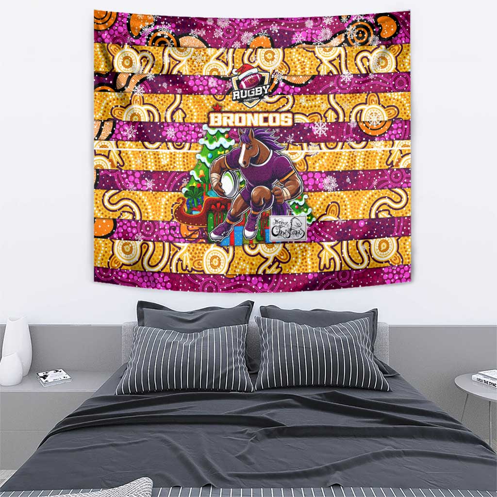 Broncos Rugby Merry Christmas Tapestry Indigenous Australian Art