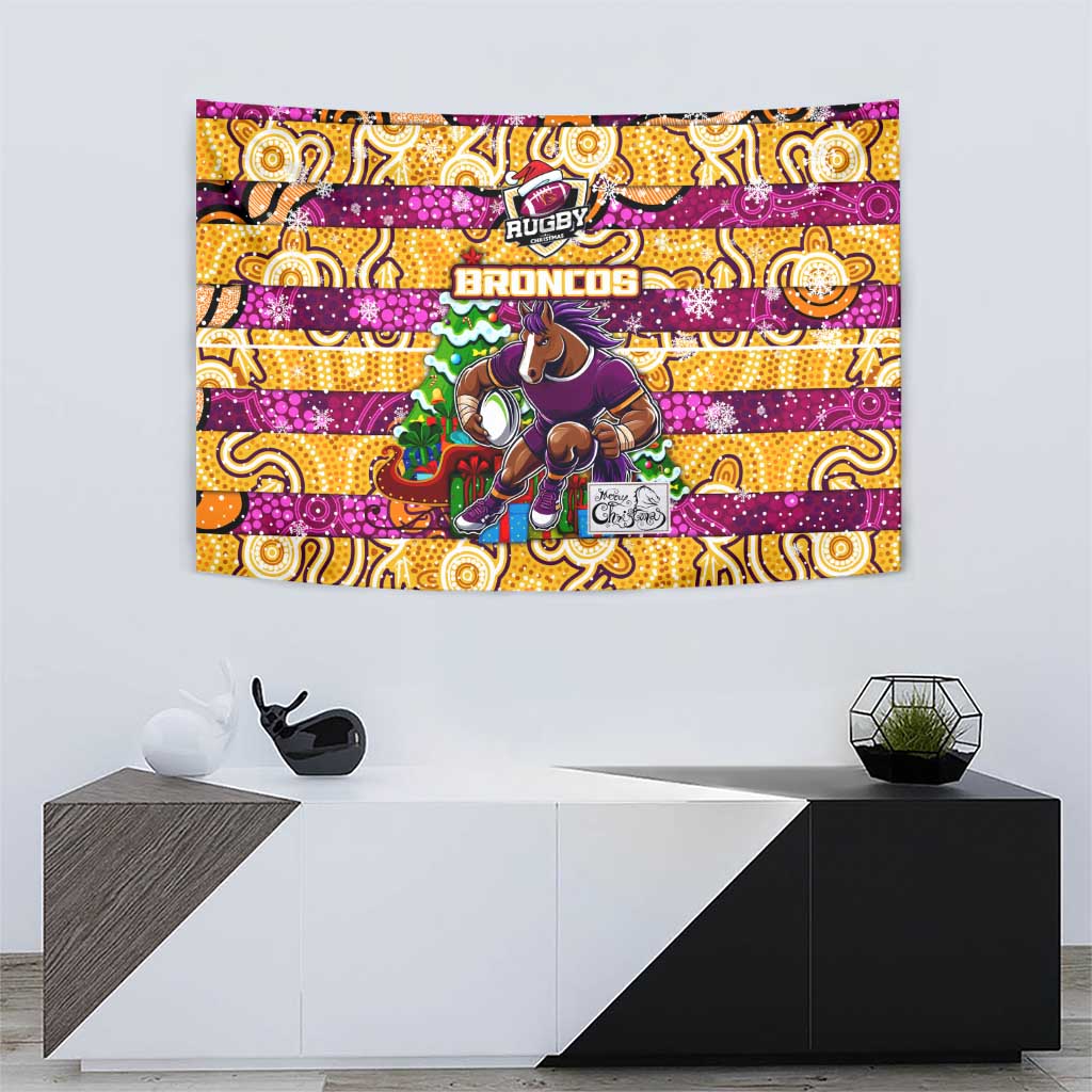 Broncos Rugby Merry Christmas Tapestry Indigenous Australian Art