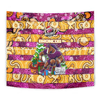 Broncos Rugby Merry Christmas Tapestry Indigenous Australian Art