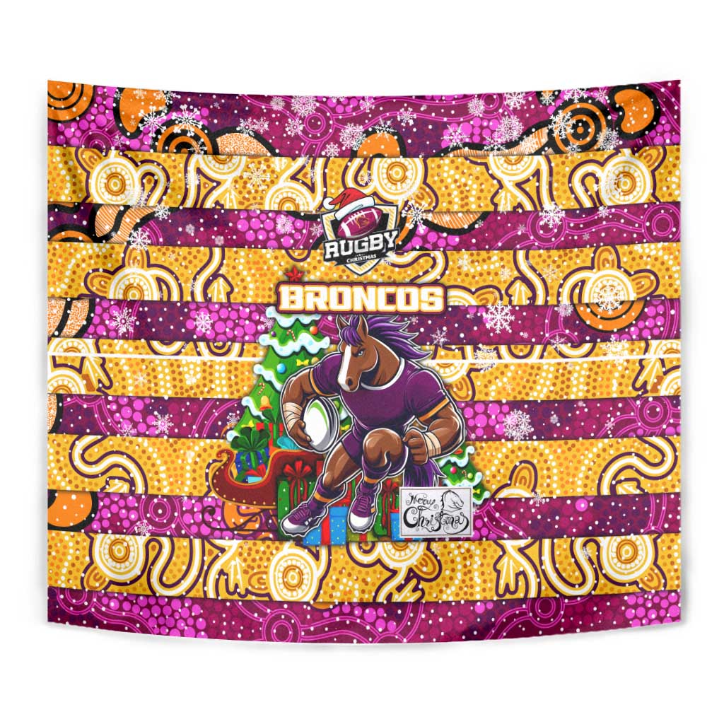 Broncos Rugby Merry Christmas Tapestry Indigenous Australian Art