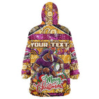 Custom Broncos Rugby Merry Christmas Wearable Blanket Hoodie Indigenous Australian Art