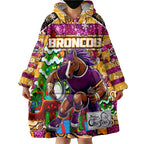 Custom Broncos Rugby Merry Christmas Wearable Blanket Hoodie Indigenous Australian Art