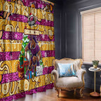 Broncos Rugby Merry Christmas Window Curtain Indigenous Australian Art