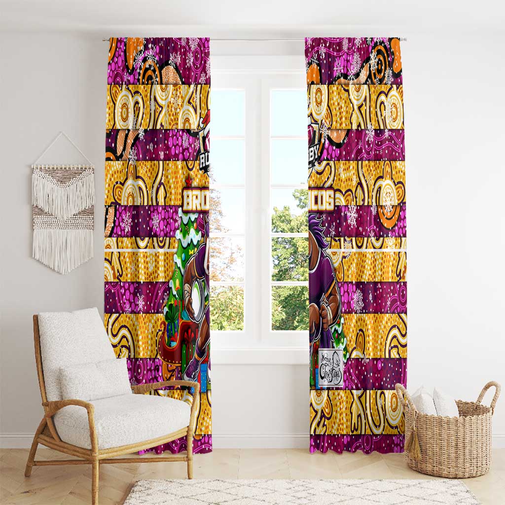 Broncos Rugby Merry Christmas Window Curtain Indigenous Australian Art