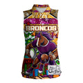 Custom Broncos Rugby Merry Christmas Women Sleeveless Polo Shirt Indigenous Australian Art