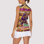 Custom Broncos Rugby Merry Christmas Women Sleeveless Polo Shirt Indigenous Australian Art