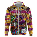 Custom Broncos Rugby Merry Christmas Zip Hoodie Indigenous Australian Art