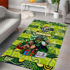 Raiders Rugby Merry Christmas Area Rug Indigenous Australian Art