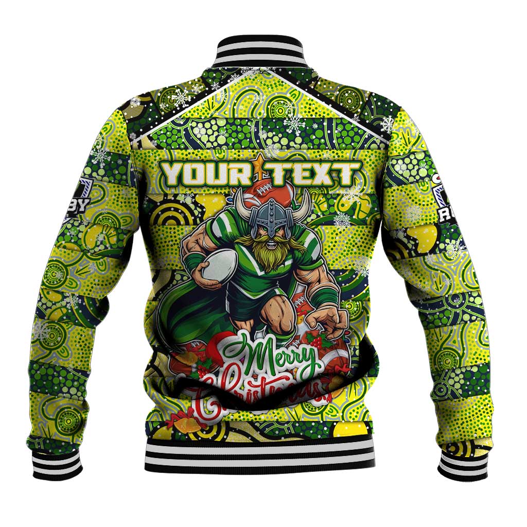 Custom Raiders Rugby Merry Christmas Baseball Jacket Indigenous Australian Art