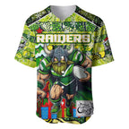 Custom Raiders Rugby Merry Christmas Baseball Jersey Indigenous Australian Art