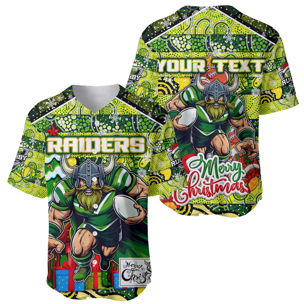 Custom Raiders Rugby Merry Christmas Baseball Jersey Indigenous Australian Art