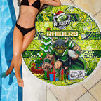 Raiders Rugby Merry Christmas Beach Blanket Indigenous Australian Art