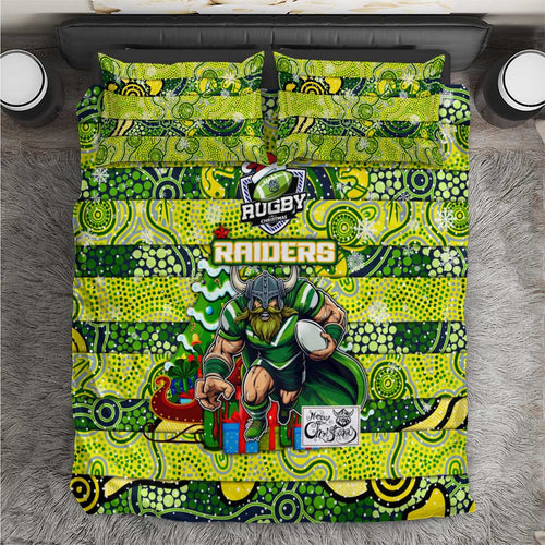 Raiders Rugby Merry Christmas Bedding Set Indigenous Australian Art