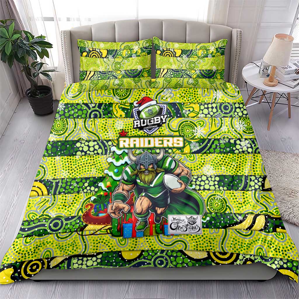 Raiders Rugby Merry Christmas Bedding Set Indigenous Australian Art