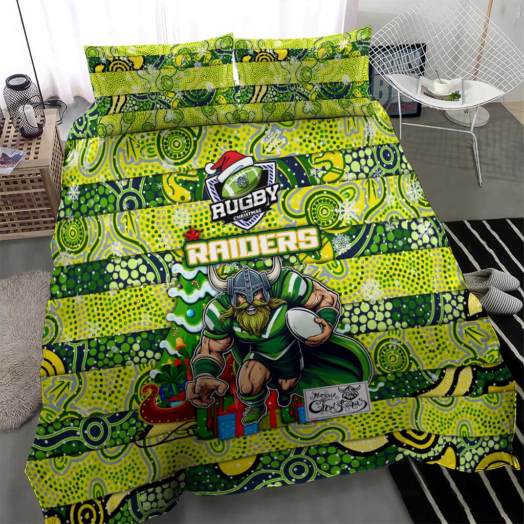Raiders Rugby Merry Christmas Bedding Set Indigenous Australian Art