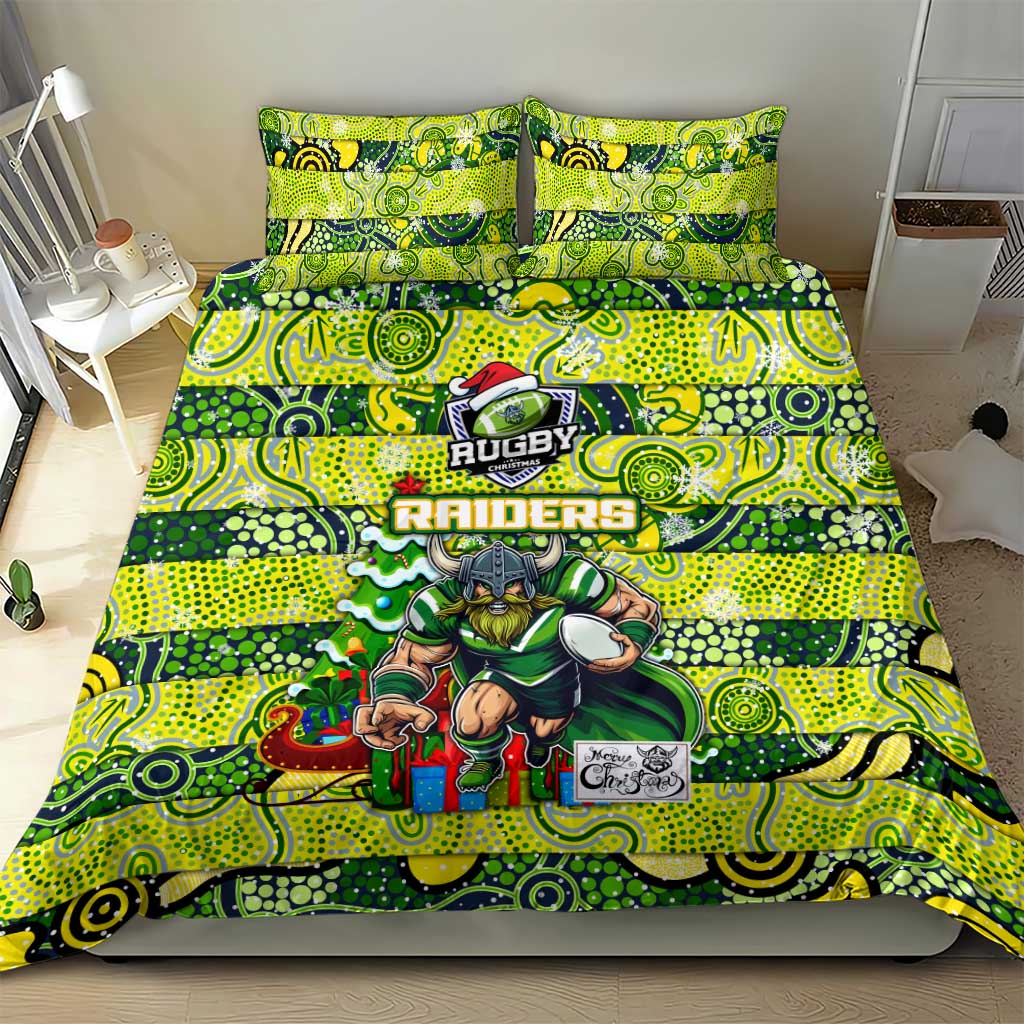 Raiders Rugby Merry Christmas Bedding Set Indigenous Australian Art