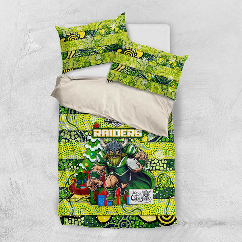 Raiders Rugby Merry Christmas Bedding Set Indigenous Australian Art