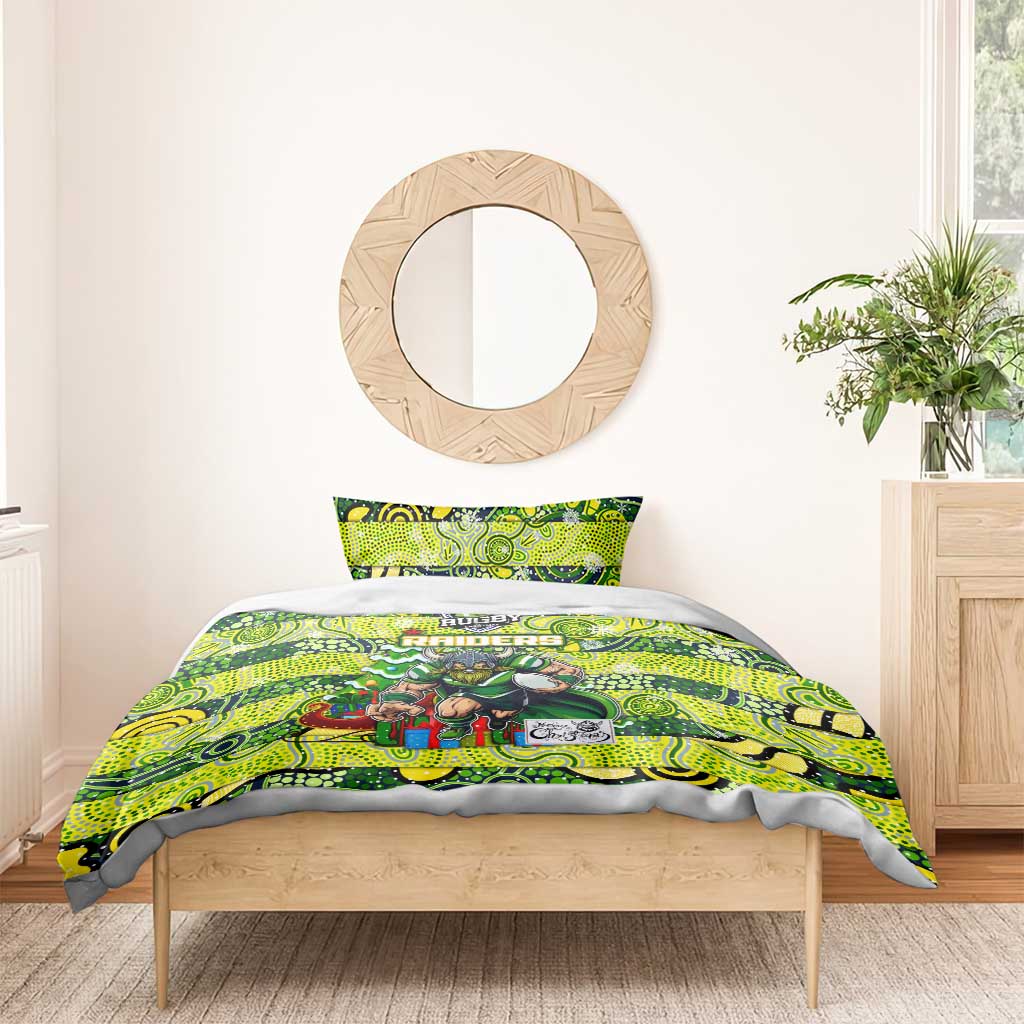 Raiders Rugby Merry Christmas Bedding Set Indigenous Australian Art