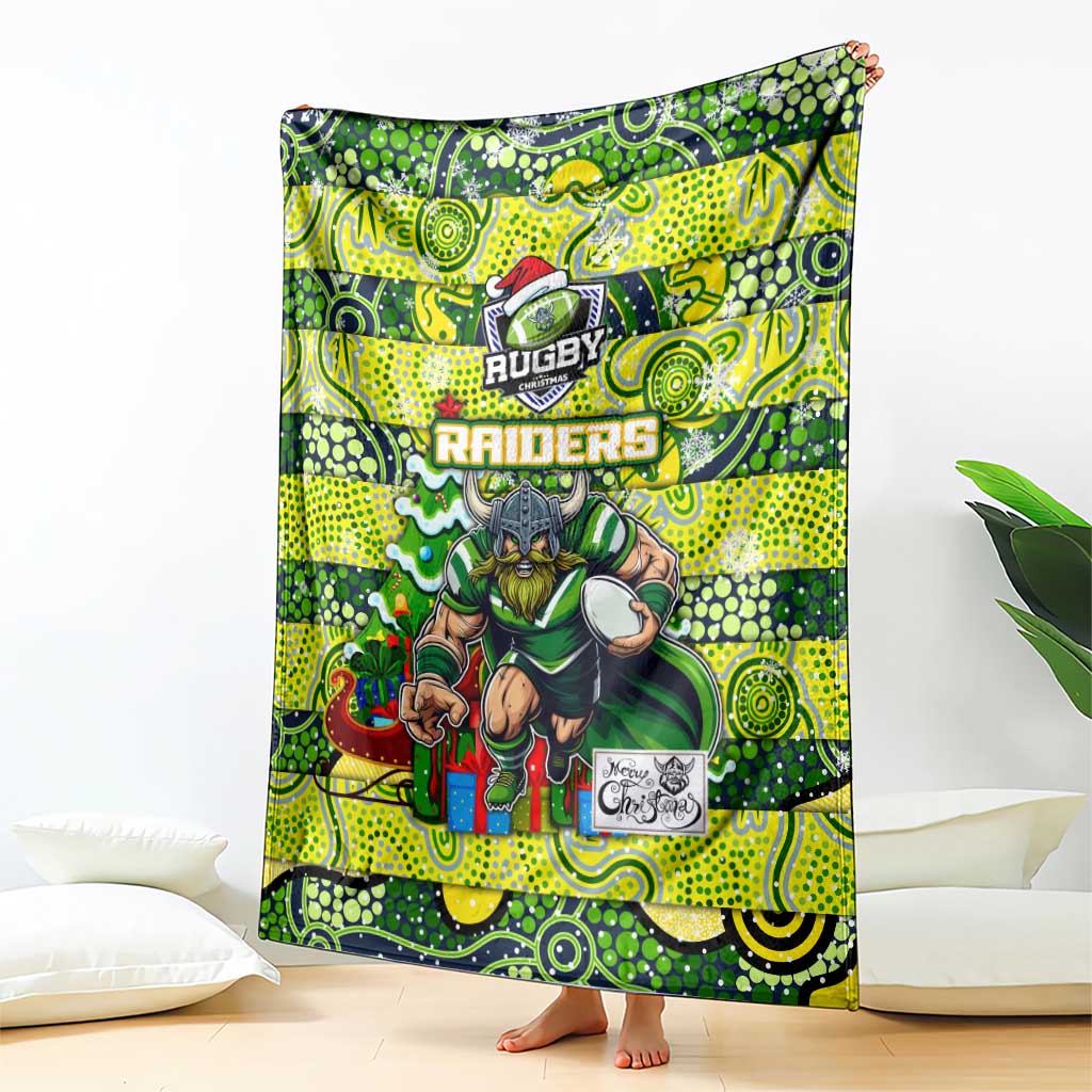 Raiders Rugby Merry Christmas Blanket Indigenous Australian Art