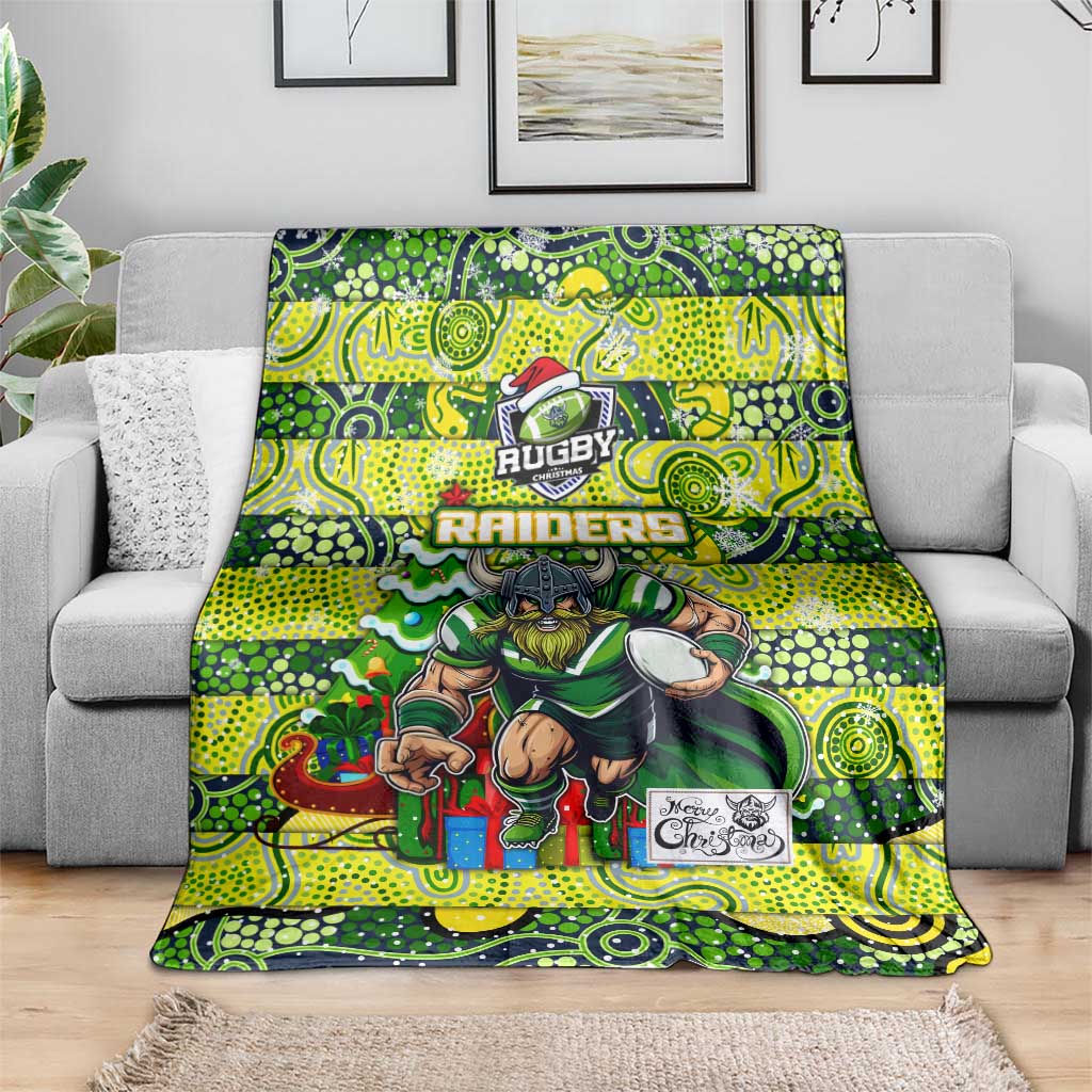Raiders Rugby Merry Christmas Blanket Indigenous Australian Art