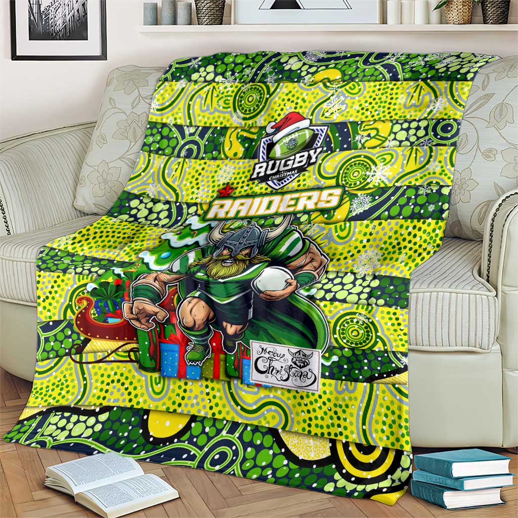 Raiders Rugby Merry Christmas Blanket Indigenous Australian Art