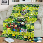 Raiders Rugby Merry Christmas Blanket Indigenous Australian Art