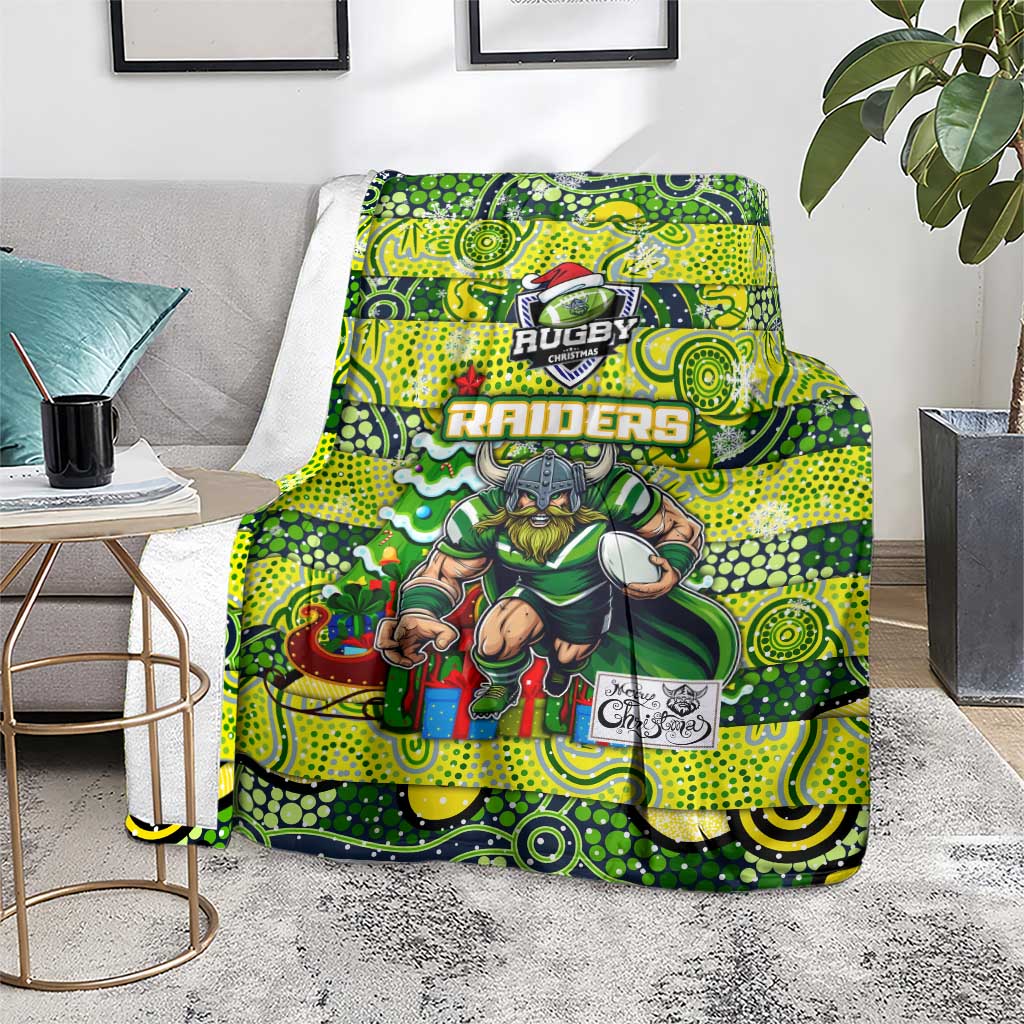 Raiders Rugby Merry Christmas Blanket Indigenous Australian Art