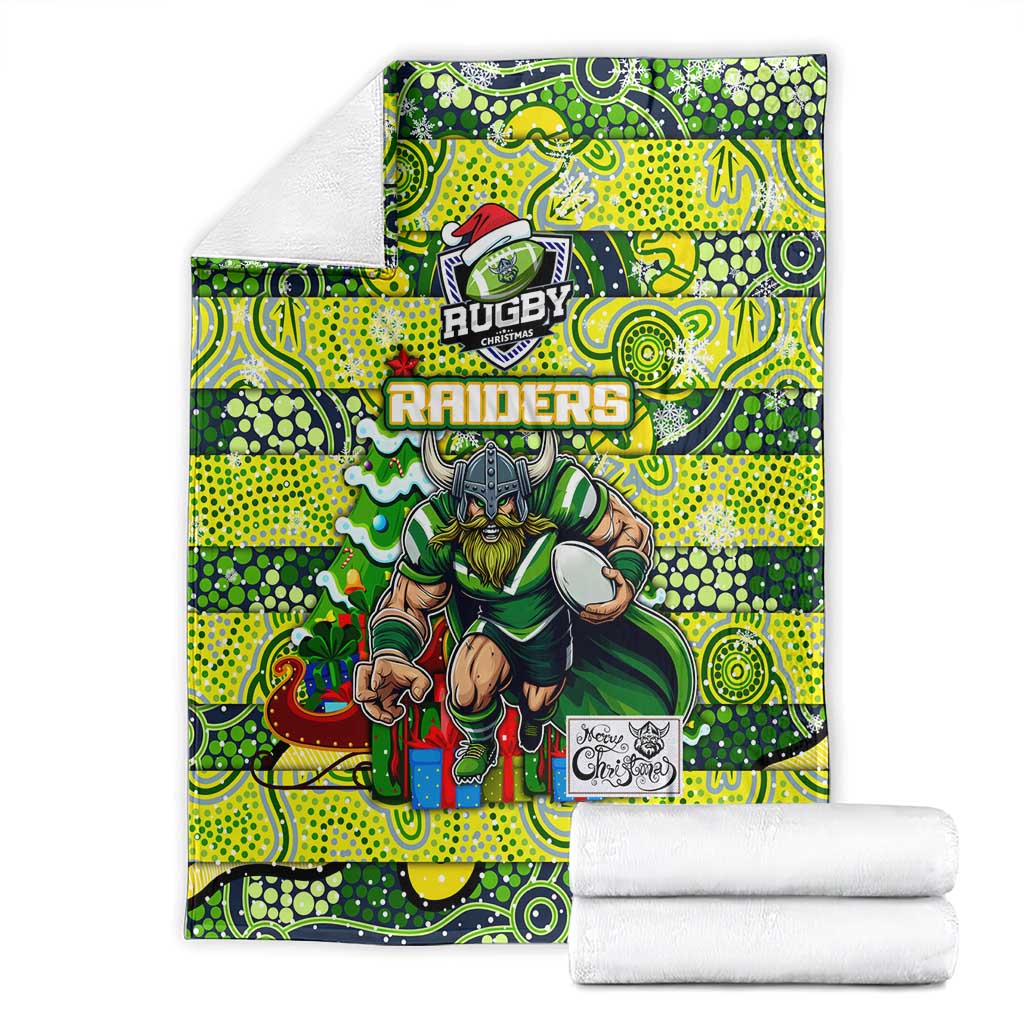 Raiders Rugby Merry Christmas Blanket Indigenous Australian Art