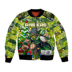 Custom Raiders Rugby Merry Christmas Bomber Jacket Indigenous Australian Art