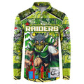 Custom Raiders Rugby Merry Christmas Button Sweatshirt Indigenous Australian Art