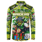 Custom Raiders Rugby Merry Christmas Button Sweatshirt Indigenous Australian Art