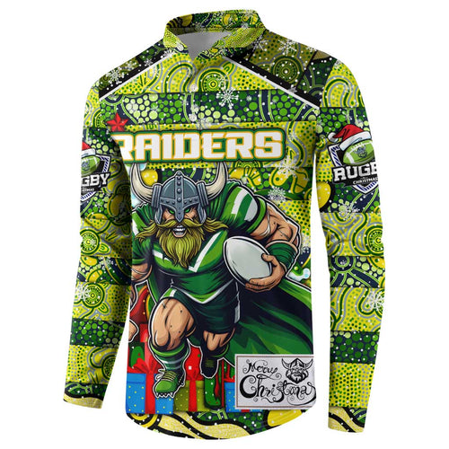 Custom Raiders Rugby Merry Christmas Button Sweatshirt Indigenous Australian Art