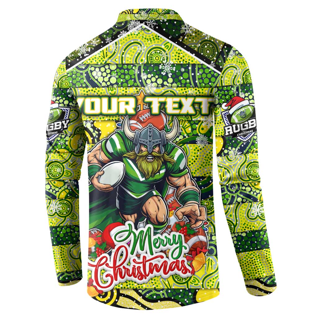 Custom Raiders Rugby Merry Christmas Button Sweatshirt Indigenous Australian Art