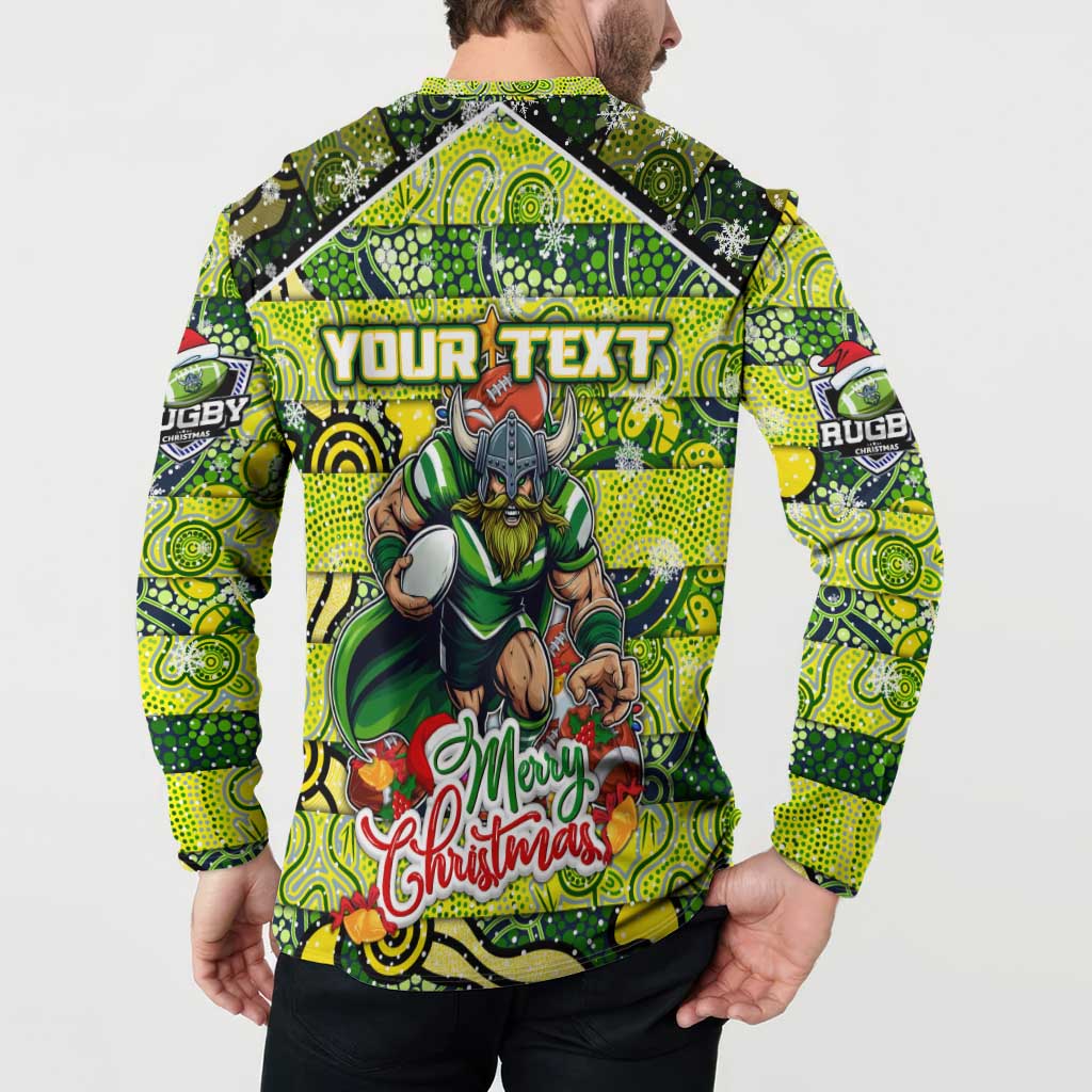 Custom Raiders Rugby Merry Christmas Button Sweatshirt Indigenous Australian Art