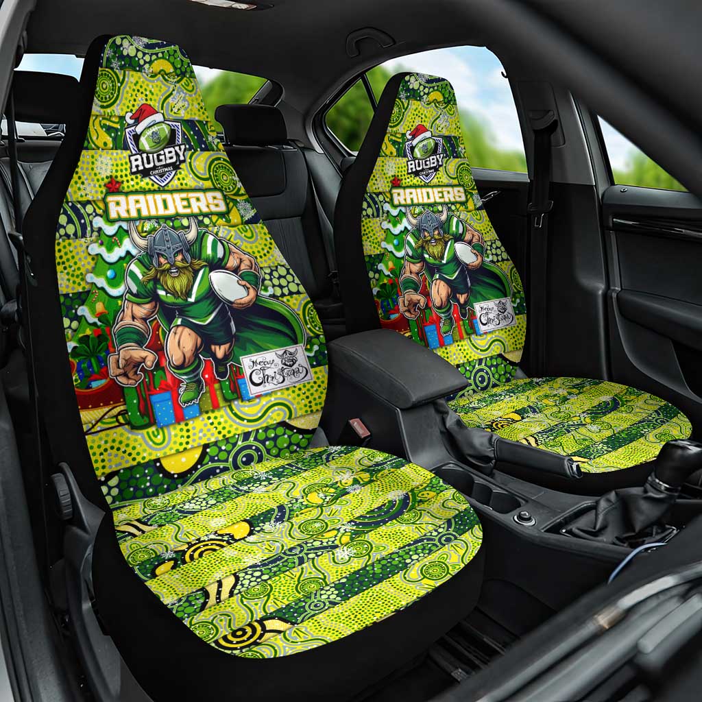 Raiders Rugby Merry Christmas Car Seat Cover Indigenous Australian Art